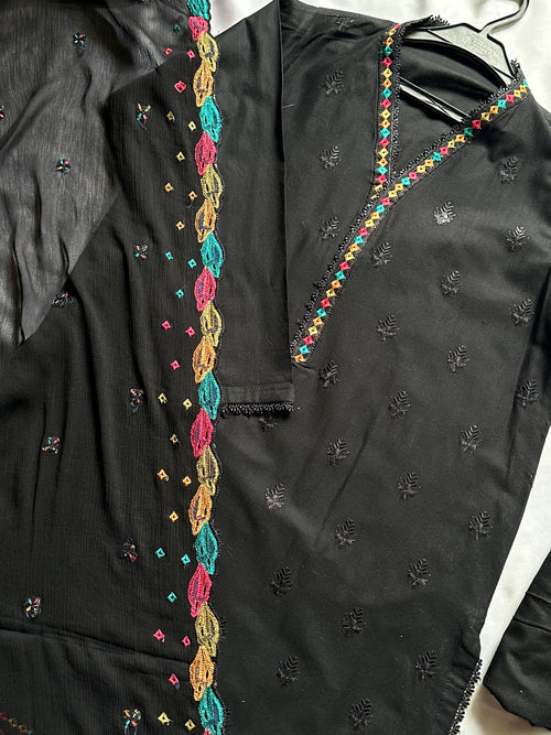 BLACK 3PC STITCHED