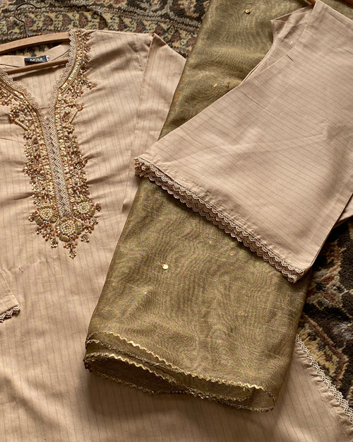 BEIGE 3PC STITCHED