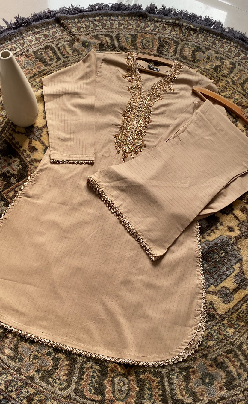 BEIGE 3PC STITCHED