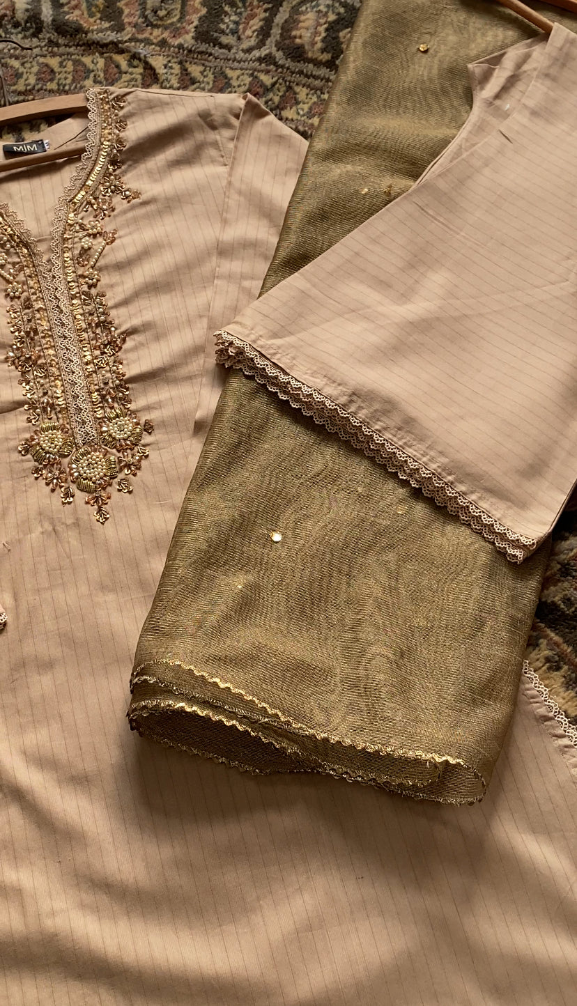 BEIGE 3PC STITCHED
