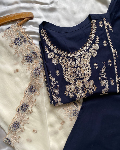 BLUE 3PC STITCHED