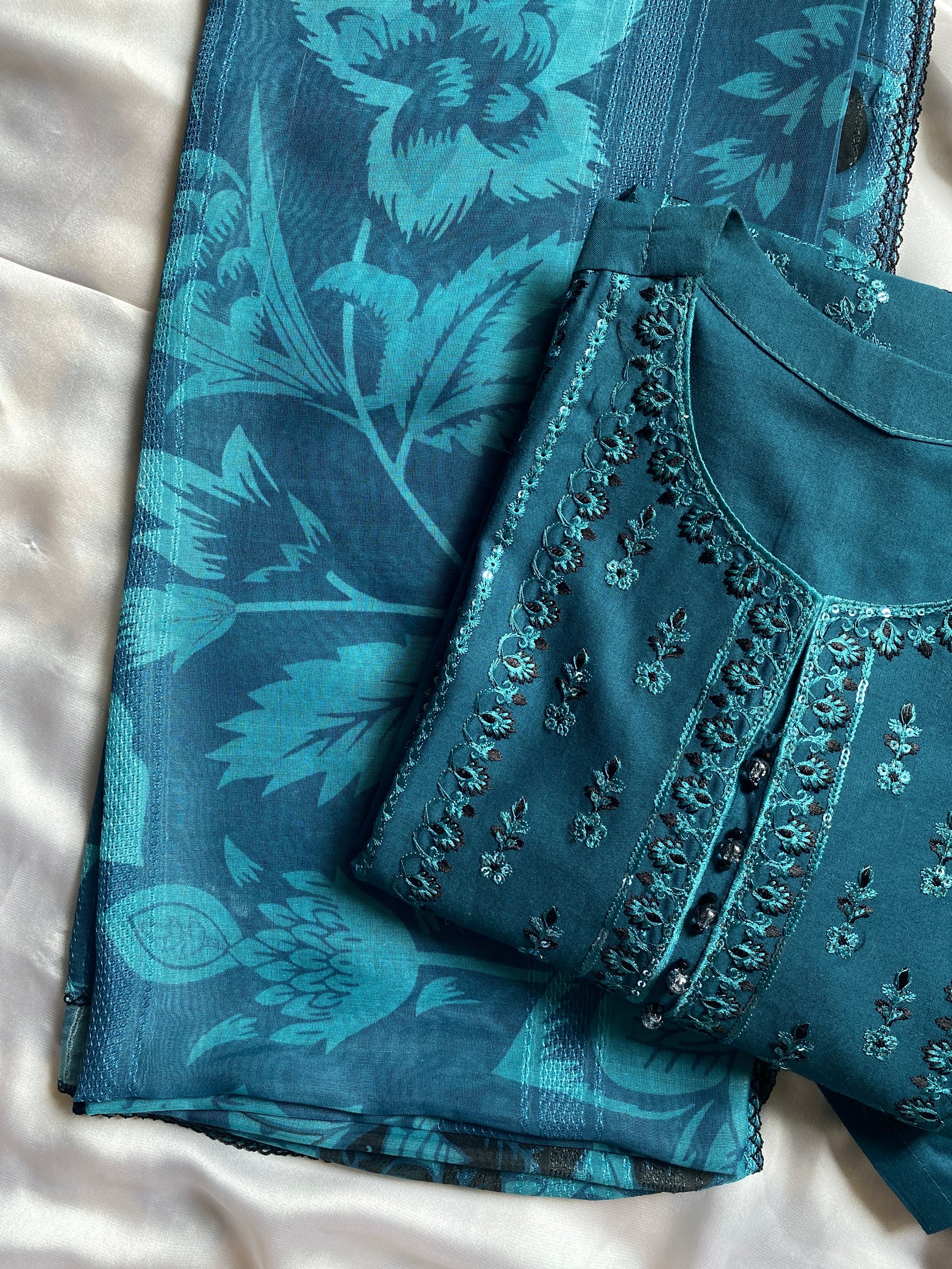 TEAL BLUE 3PC STITCHED
